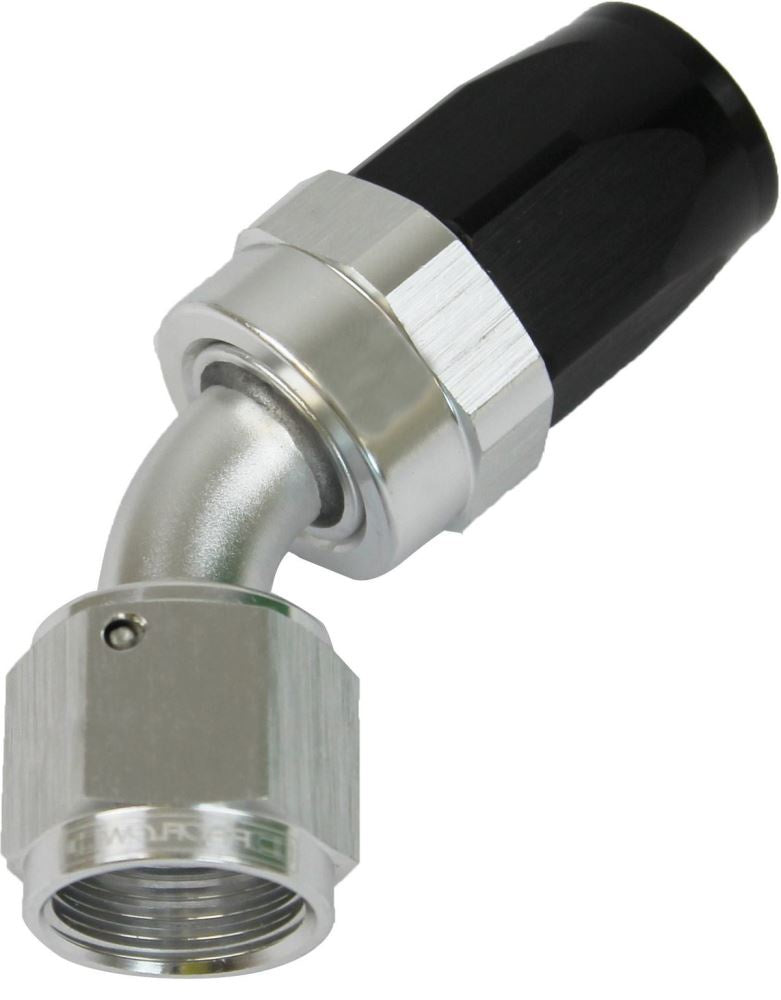 Proflow -6 45 Deg BLACK/SILVER Hose End - Proflow Fittings