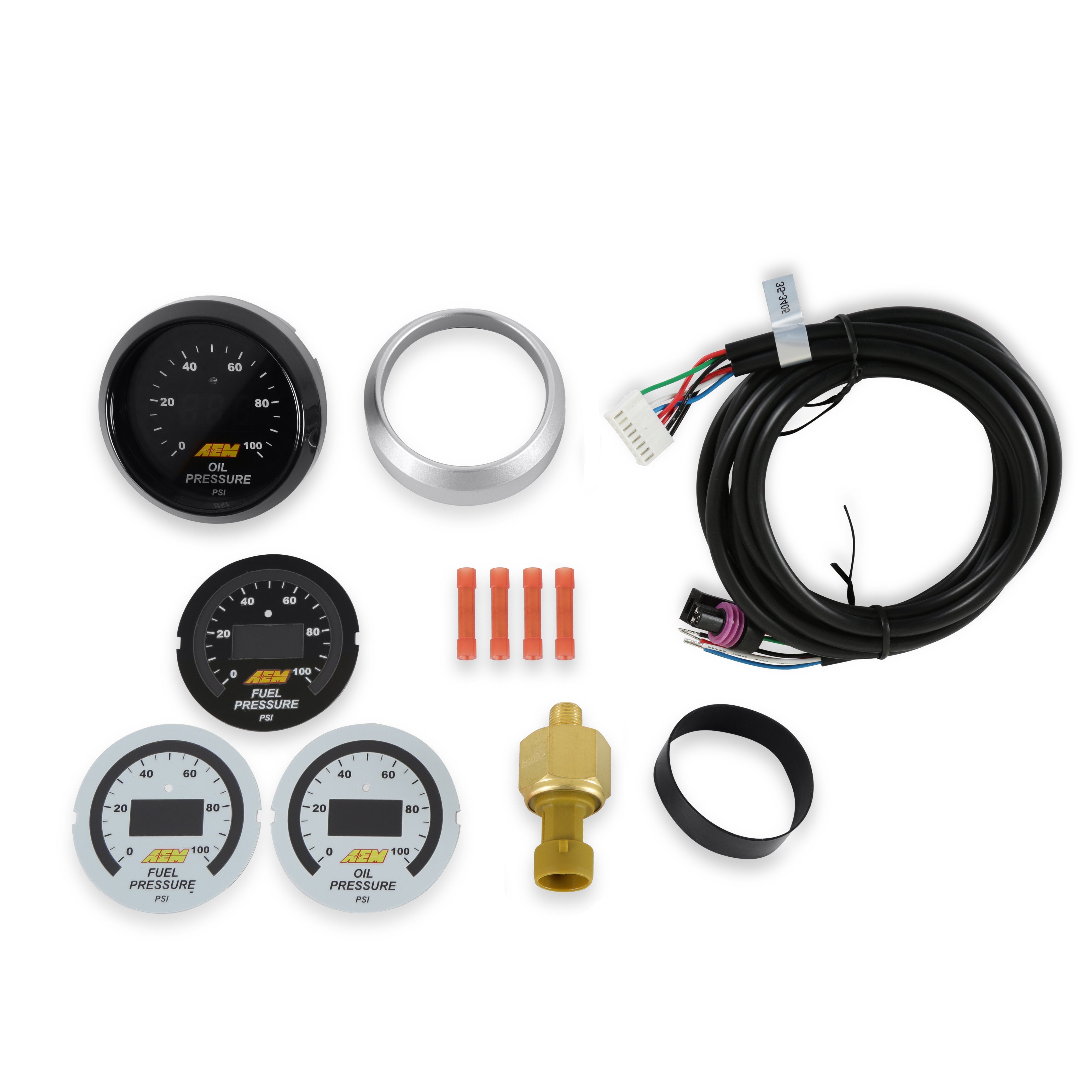 AEM Oil Pressure Gauge 0-100PSi - Includes BLK/White Display - 30-4401