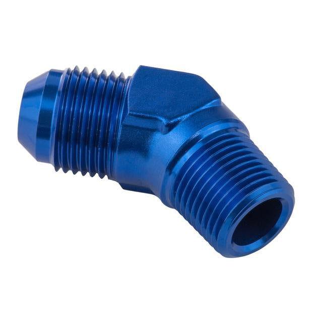 Proflow Male Adaptor -08AN 45 Degree To 3/8in. NPT, Blue - Proflow Fittings