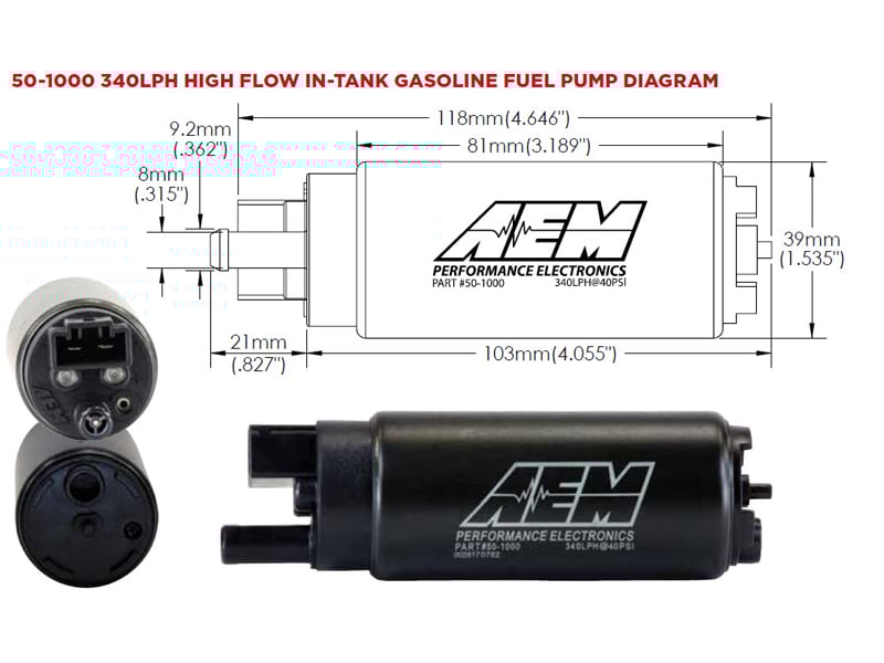 AEM In-Tank High Flow Fuel Pump 340LPH Universal Fit - 50-1000 - AEM General