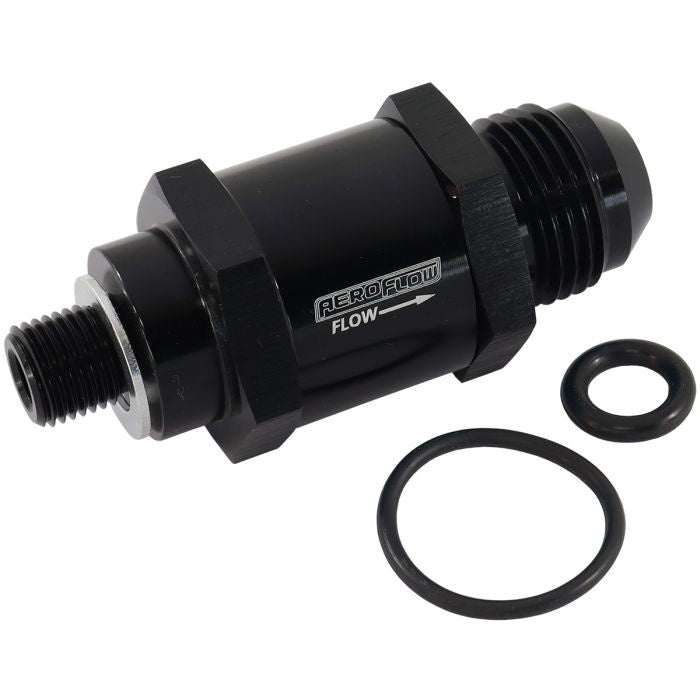 Aeroflow EFI Fuel Pump Check Valve -8AN (M10 x 1.00mm) Black Suits Bosch 200 - AF616-08BLK - Aeroflow Check Valve