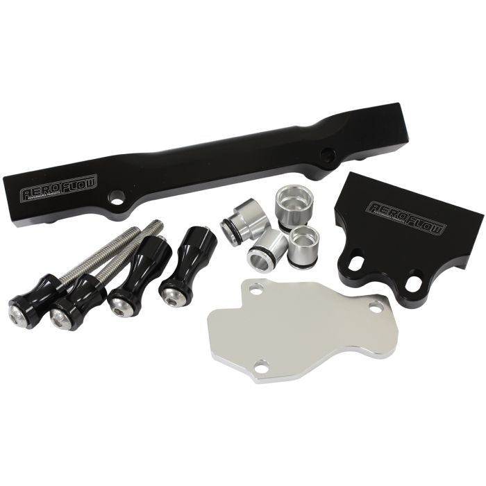 Aeroflow Mazda Series 6,7,8 RX7 13B Billet EFI Fuel Rails - Black - AF64-2204BLK - Aeroflow Fuel Rail