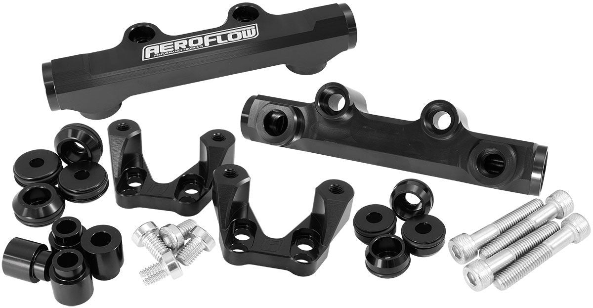 Aeroflow Subaru EJ20 Top Feed Conversion Billet EFI Fuel Rail - Black - AF64-2258BLK - Aeroflow Fuel Rail