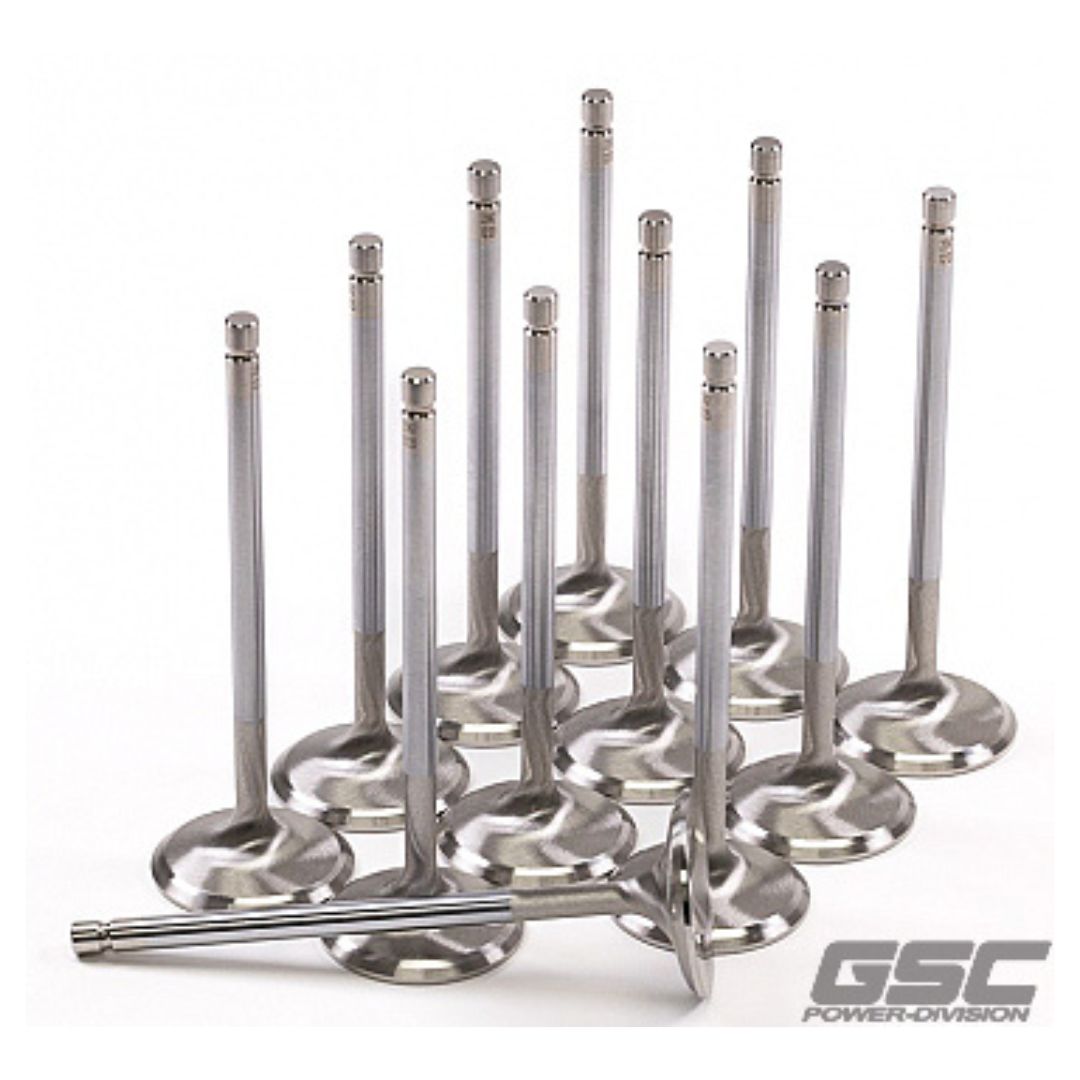 GSC P-D Nissan VR30DDTT 28.5mm Head STD 97.5mm Long Super Alloy Exhaust Valve - Set of 12 - GSC2245-12 - GSC General