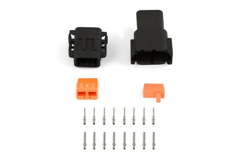 Haltech Plug and Pins Only - Matching Set of Deutsch DTM-8 Connectors (Black Keyway B - 7.5 Amp), ECU - HT-031018