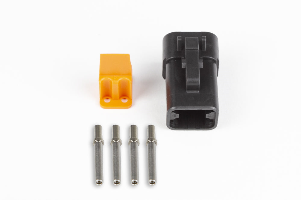 Haltech Plug and pins only - Male Deutsch DTP-06-4S - Black connector (25Amp) HT-031201
