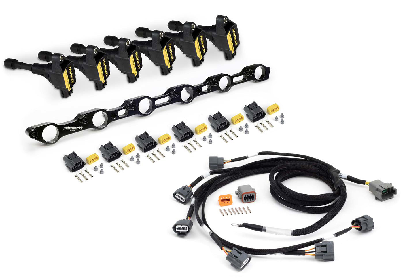 Haltech R35 Coil Conversion Kit for Toyota JZ- Incls bracket, coils, connectors, harness - HT-120201 - Haltech ECU