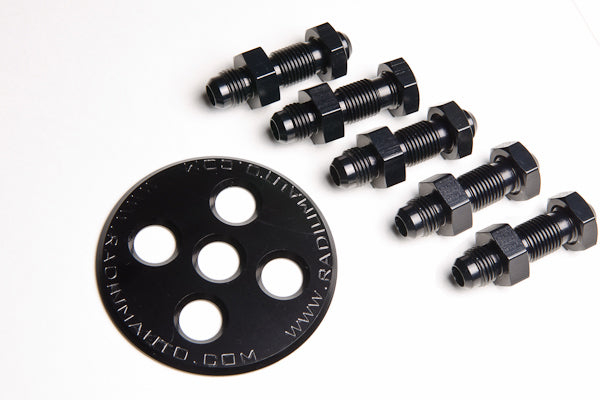 Radium Bulkhead Plate, 6AN, With Fittings And Nuts - 20-0128-01 - Radium AN Fitting