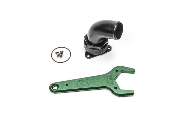 Radium Engineering FCST-X 3-Bolt Remote Mount Fill Neck 24AN Elbow 1.5In Barb - 20-1047 - Radium Fuel Filler Neck