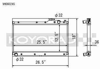 Performance Koyo Radiator, Mazda MX-5, NA, 89/98, 36mm, (KV060245) - Koyorad General