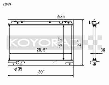Performance Koyo Radiator, Nissan 350Z, (VQ35HR) 06-08, 36mm, (KV022140R)