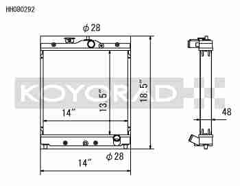 Performance Koyo Radiator, Honda Civic EG/EK (SOHC), 91-00, 48mm, (KH080292)