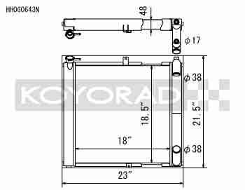 Performance Koyo Radiator, Mazda RX7, FC S5, Dual Pass, 89-92 (KH060643U06)