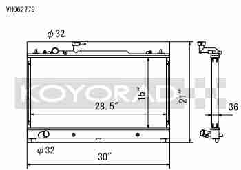 Performance Koyo Radiator, Mazda 6 MPS, 05/07, 36mm, (KV062779) - Koyorad General