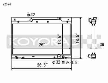 Performance Koyo Radiator Honda Civic Type-R EP3, 01-05, 36mm, (KV081578R)