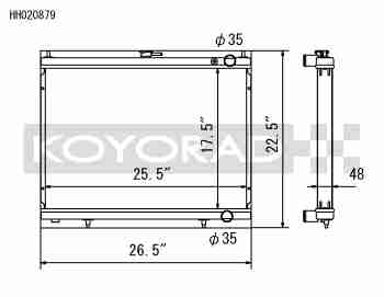 Performance Koyo Radiator, Nissan Skyline, R34 GTR 98-00, 48mm, (KH020879)