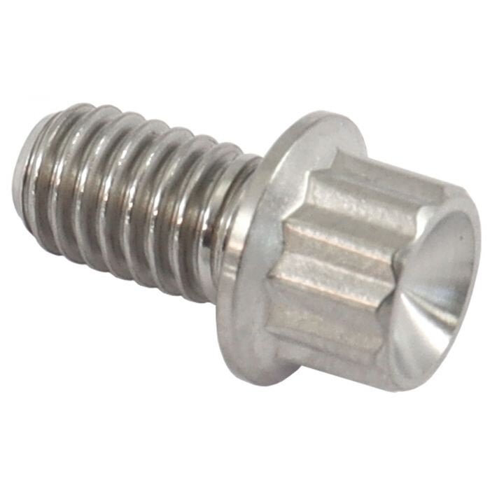 M6 x 1.00mm, UHL 10mm Titanium Bolt 12 Point Head, Natural Finish, Sold Single - AF3501-0393 - Aeroflow Fittings