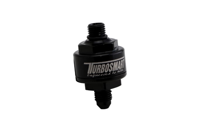 Turbosmart Billet Turbo Oil Feed Filter 44um AN-4 to AN-4 ORB - Black - TS-0804-1003 - Turbosmart Turbosmart Products