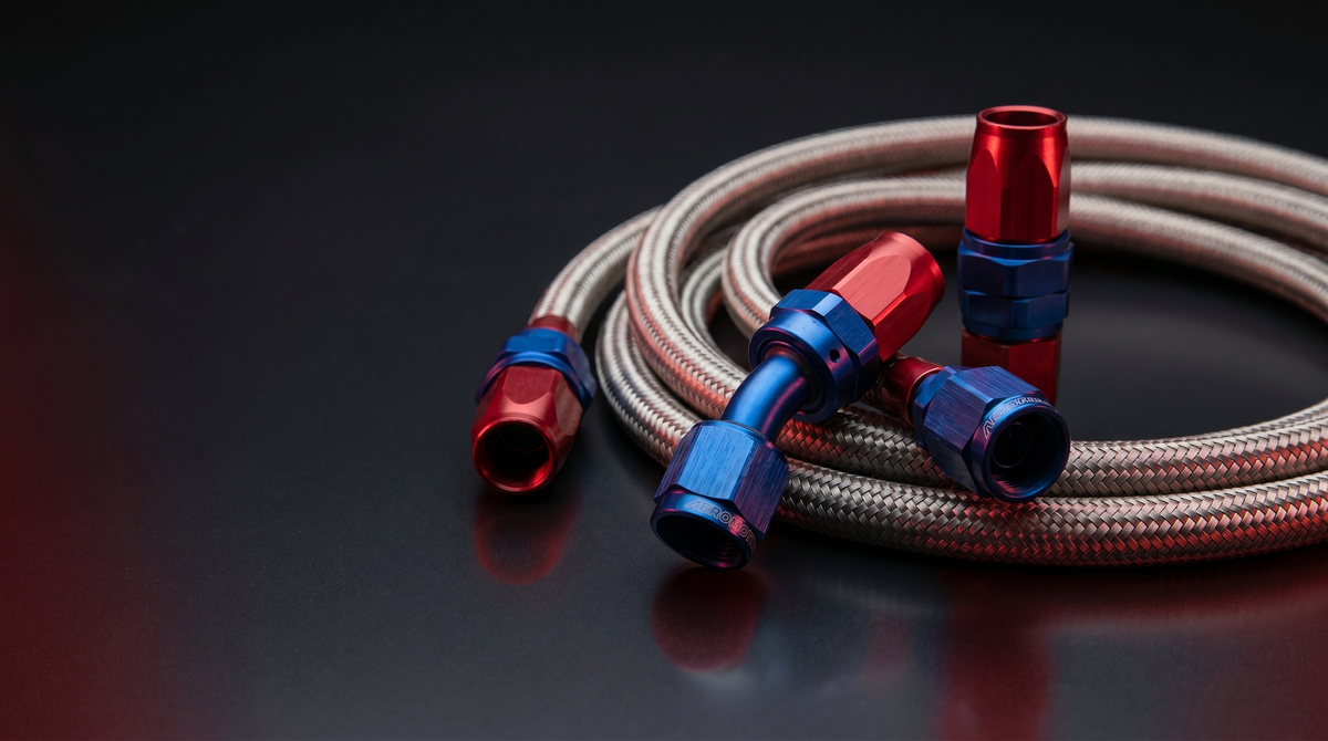 Braided stainless hose with AN fittings