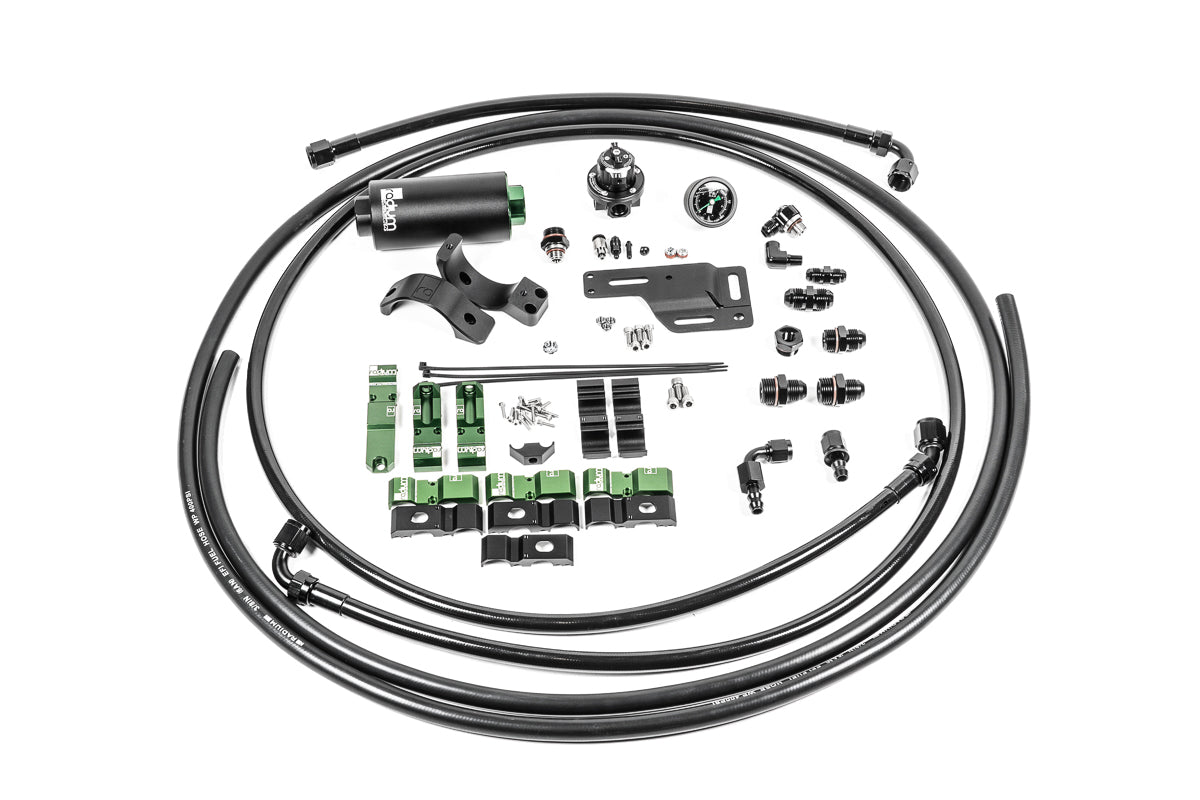 4G63 Radium Engineering Mitsubishi EVO 1-6 Fuel Pump Hanger Plumbing Kit - Microglass Filter - 20-1334-05