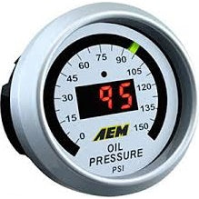 AEM Oil Pressure Gauge 0-150PSi - Includes BLK/White Display - 30-4407