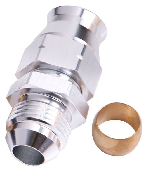 Aeroflow Tube to Male AN Adapter 3/8" to -6AN Silver Finish - AF108-06S