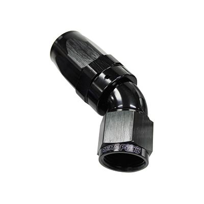 Aeroflow 150 Series Taper One-Piece Full Flow Swivel 45° Hose End -12AN - AF152-12BLK - Aeroflow Fittings