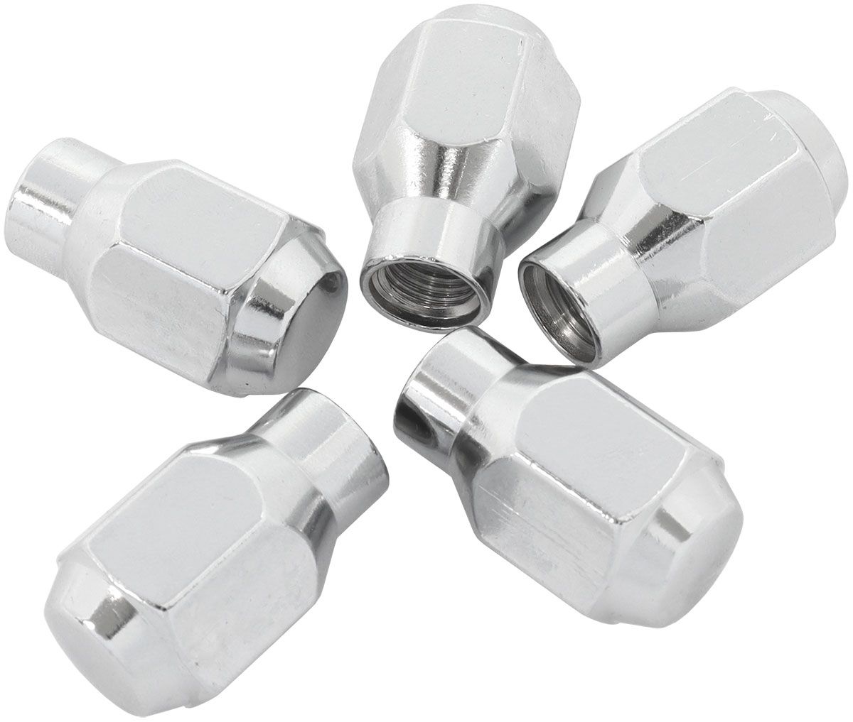 Aeroflow Conical ET Style Closed Chrome Wheel Nuts - 1/2-20" Pack of 5, 60 Degree Taper with 0.612" Shank Diameter - AF3042-4000