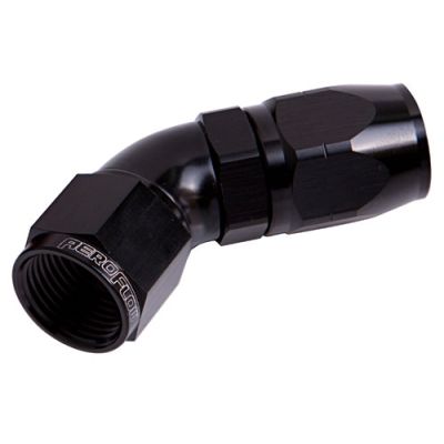 Aeroflow 550 Series Cutter One-Piece Full Flow Swivel 45° Hose End -4AN - AF552-04BLK