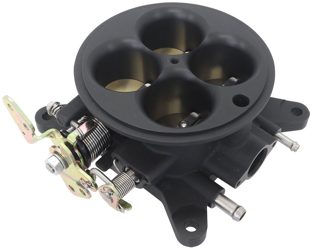 Aeroflow Cast Aluminium 4 Barrel 1000cfm Throttle Body Black Finish. Suit 4150 Square Bore - AF64-2251BLK