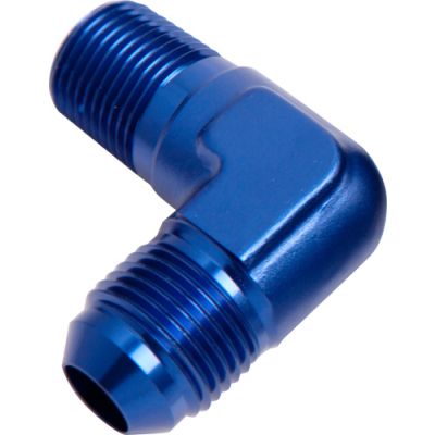 Aeroflow 90° NPT to Male Flare Adapter 1/8" to -3AN Blue - AF822-03