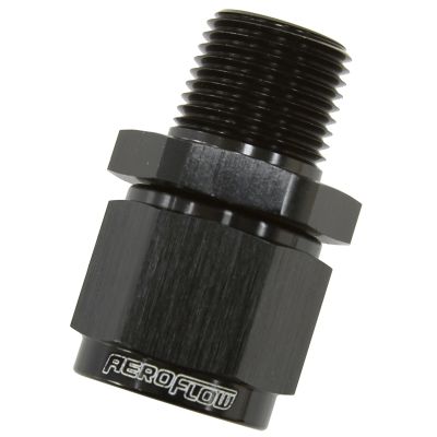 Aeroflow Male NPT to Female AN Straight Fitting 1/8" to -6AN Black Finish - AF916-06-02BLK