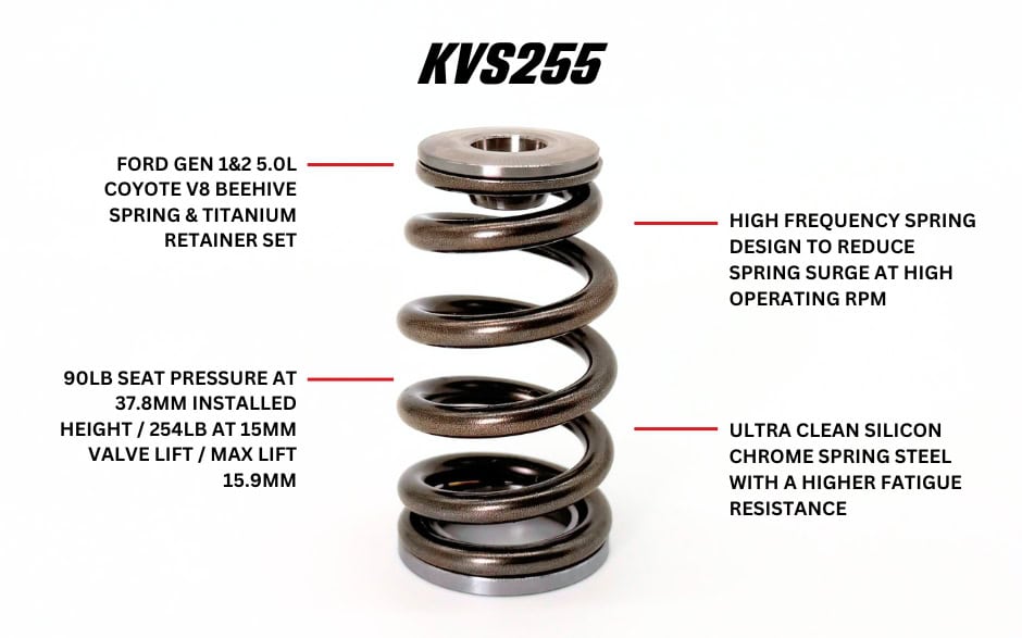 Kelford Cams Ford Gen 1 & 2 5.0 Litre Coyote V8 Beehive Valve Spring Set, valve springs - KVS255