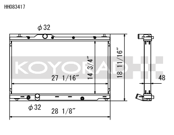 Performance Koyo Radiator, Honda Civic, Type-R, FK8, 2017+, 48mm, (KH083417)
