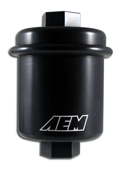 AEM High-Flow Flow Fuel Filter - Supports up to 500HP - 6061 Alloy Body - 25-200BK
