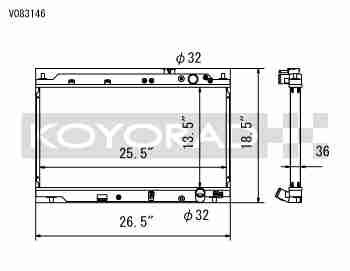 Performance Koyo Radiator, Honda Integra, DC2, 94-01, 36mm, (KV083146R)