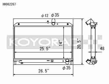 Performance Koyo Radiator, Mazda RX8, 09-11, 48mm, (KH062267)