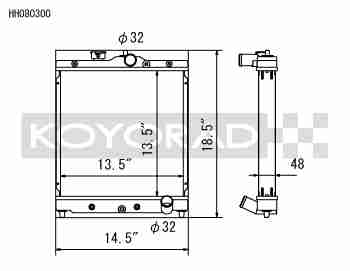 Performance Koyo Radiator, Honda Civic, EG/EK (DOHC), 91-00, 48mm, (KH080300)