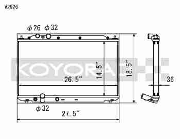 Performance Koyo Radiator, Honda Civic, FD, 2.0L Engine, 06-11, 36mm (KV081895R)