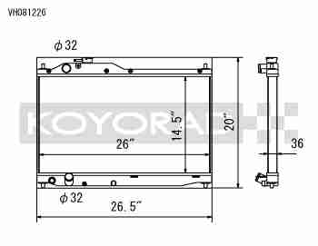 Performance Koyo Radiator, Honda S2000, 00-09, 36mm, (KV081226U06)