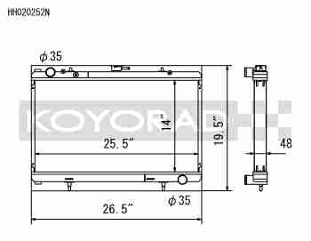 Performance Koyo Radiator Nissan Silvia SR20DET S13, Dual Pass, 48mm, (KH020252NU06)