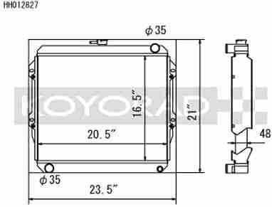 Koyo Radiator, Toyota Hilux, 84/95, Toyota 4Runner, 84/88, 48mm, (KH012827)