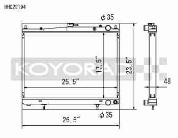 Performance Koyo Radiator, Nissan Skyline R34 GTR, 00-02, 48mm, (KH023194)