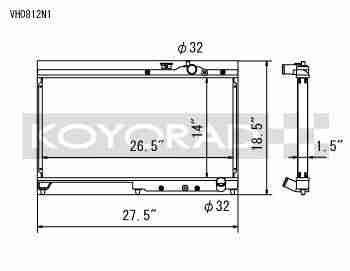 Performance Koyo Radiator, B-Series, Honda Civic, 92/00, 36mm, (KV081225U06)