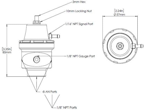 Turbosmart FPR8 - Fuel Pressure Regulator - Blue - TS-0404-1031